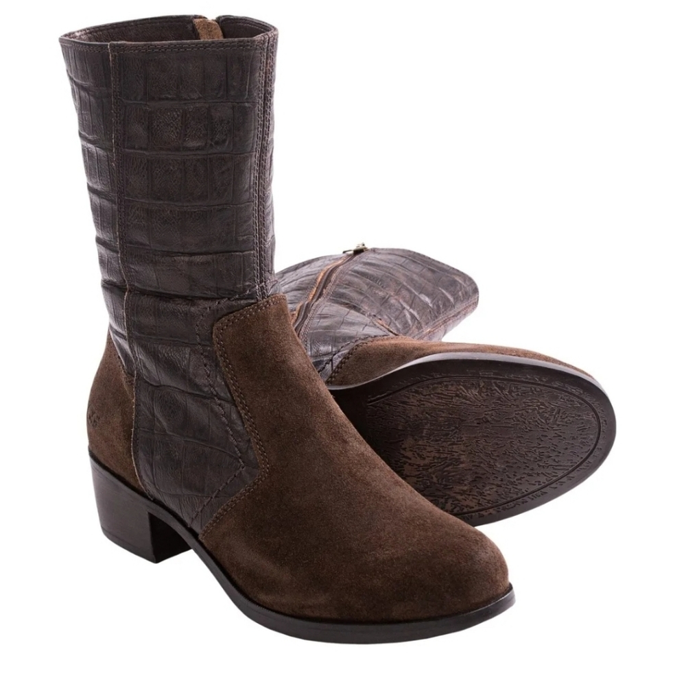 UGG Women`s Lou Boots  Croc-Embossed Leather/Size7/ Brown boots